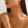 Hot Sale Necklace Set Niche Love Drip Oil Design Earrings Versatile Light Luxury Bracelet Jewelry Women