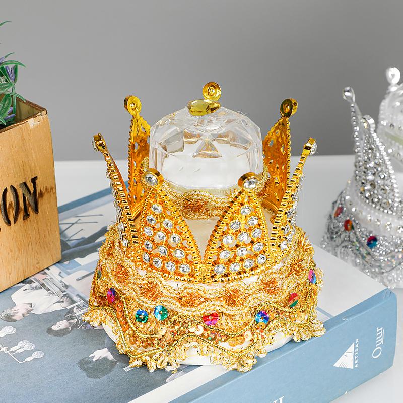 1ks držák mini prstenu krabička na prsteny krajka pouzdro na šperky tvar korunky drahokamy kreativní dárky svatba