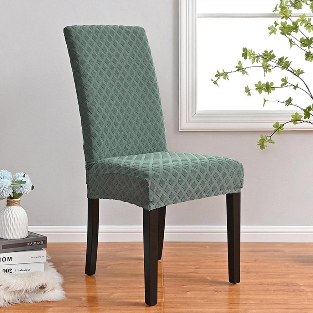 

Fashion Solid Color Chair Cover Jacquard Design Stretch Elastic Chair Slipcover Removable Anti-Dust Seat Cover Hotel зелений