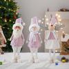 Telescopic Pink Christmas Figurines: Snowman, Reindeer, and Old Man Ornaments