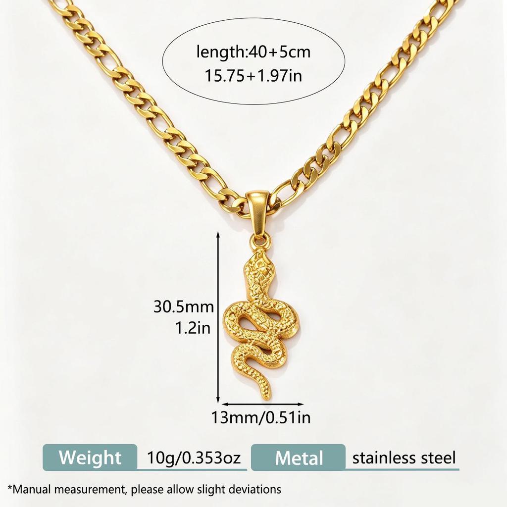 European & American Fashion Stainless Steel Snake Pendant Necklace Set