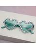 Trendy Party Shades Rhinestone Heart Sunglasses for Women Gradient Tinted Lenses UV Protection for Festivals KJ188