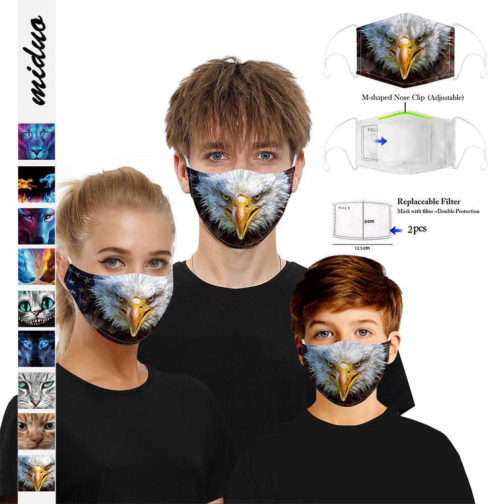 Newly Upgraded Animal Printed Mask with Filtration Breathable Face Cover Adjustable Mask