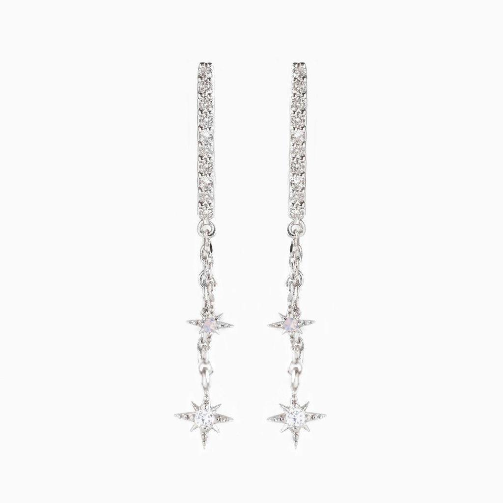 Elegante vergoldete, künstlerische lange Ohrringe mit Zirkon