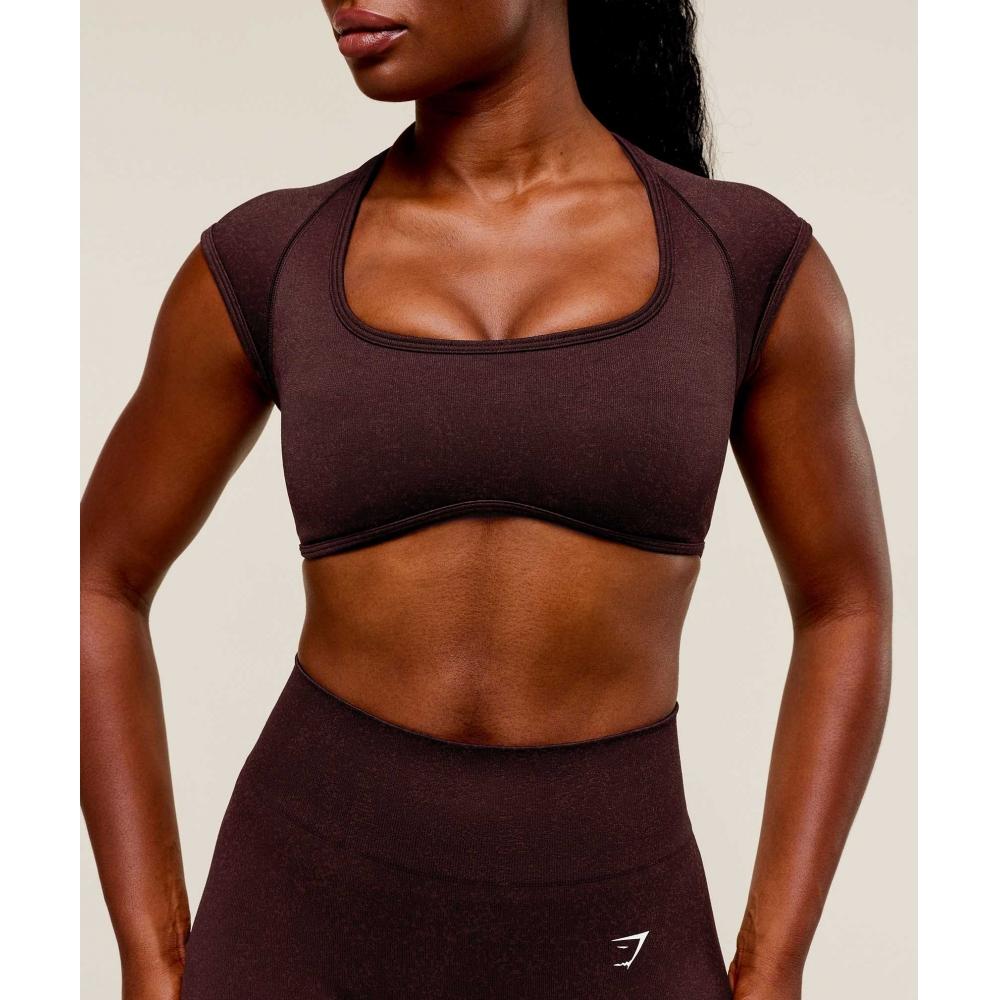 Gymshark Adapt Fleck X Whitney Short Sleeve Crop Top Cherry Purple Rich Maroon B4c3a Pcgn