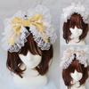Lovely Sweet Hairband Maid Cosplay Headband Lolita Ruffled Lace Headwear Handmade Double Layer Bowknot Hair Accessory