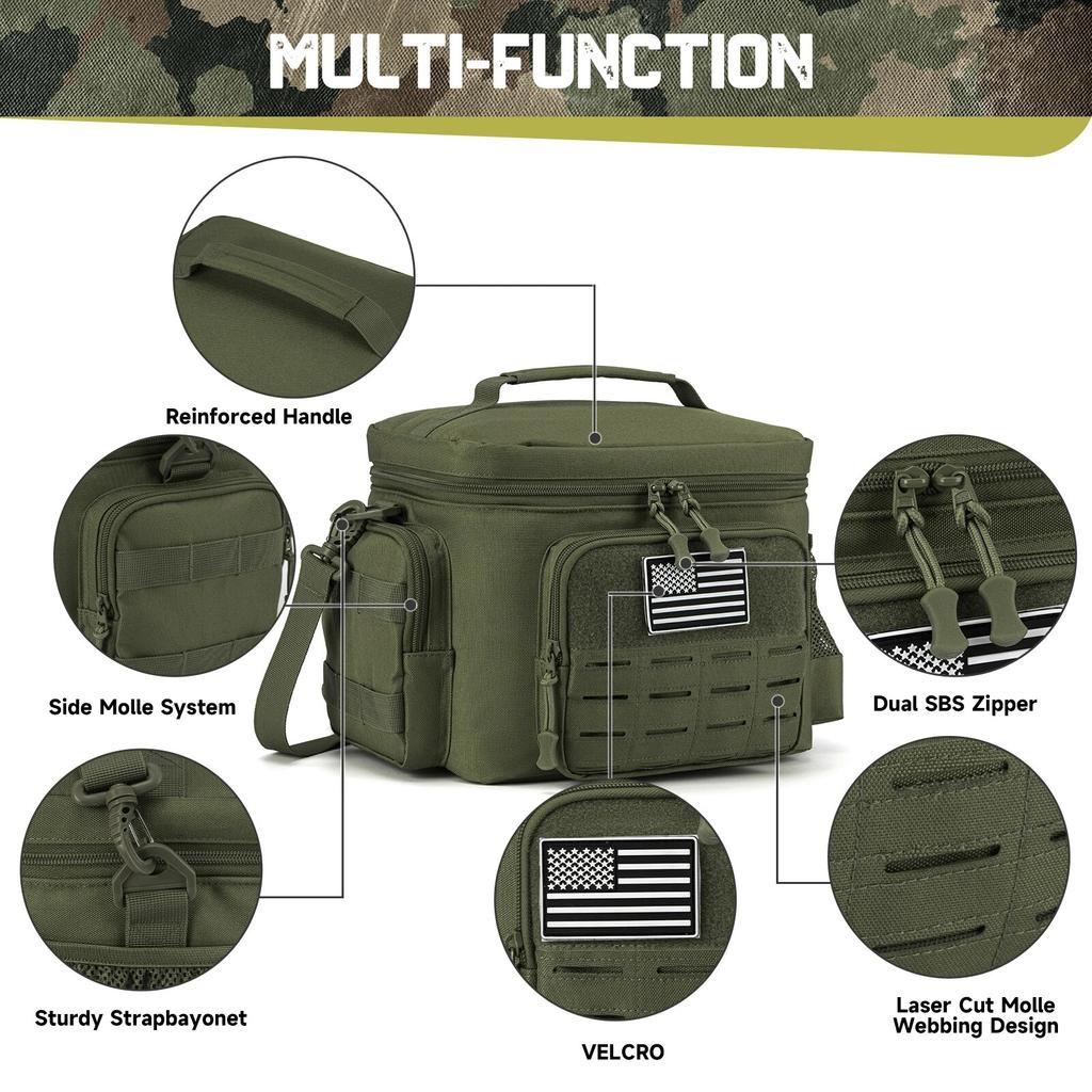 Taktische Lunchbox für Männer Outdoor Strapazierfähige Lunchtasche Arbeit Auslaufsicher Isoliert Langlebig Thermische Kühlertasche Mahlzeit Camping Picknick Praktische Nutzung