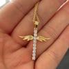 Engelsflügel Kreuz Anhänger Halsketten für Frauen Ästhetische Koreanische Mode Gold Farbe CZ Halsband Kette Hals Zubehör Schmuck