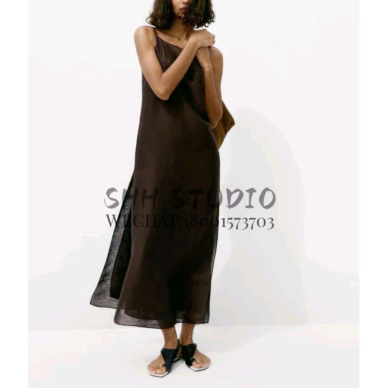 MD Spring New French Design High-End Temperament Vintage Brown Tulle Sling Fairy Dress Dress 6671100