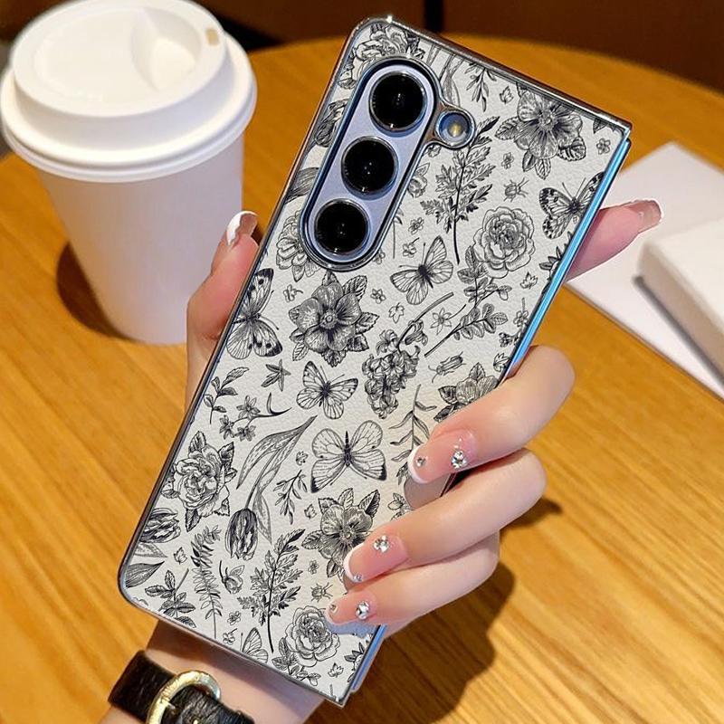 Pastoral Wildflower Case For Samsung Z Fold 8 Ultra 7 6 5 Hybrid 3in1 Leather Skin Plating Folding Phone Cover For Galaxy Z Fold8 Fold7 Fold6