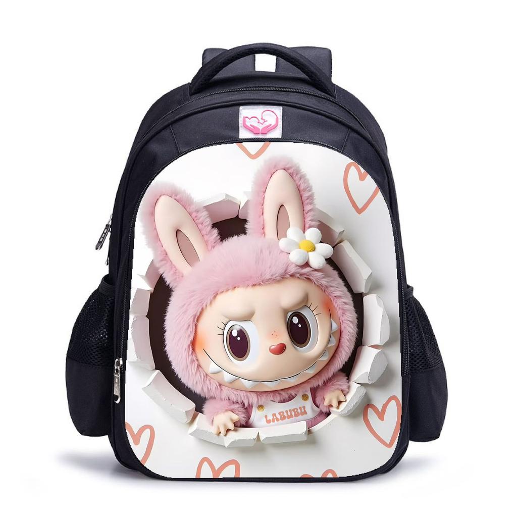 Labubu Trendy Children's Kindergarten Schoolbag Black Men's and Women's Backpack Cartoon Student Backpack 5529