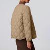 Women's Solid-color Fashionable Lightweight Down Cotton-padded Jacket, Warm Collarless Coat