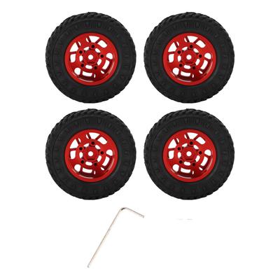 4pcs 7mm Aro de Roda de Metal Pneu de Borracha para AXIAL SCX24 124 Acessórios de Upgrade para Carro RC Vermelho