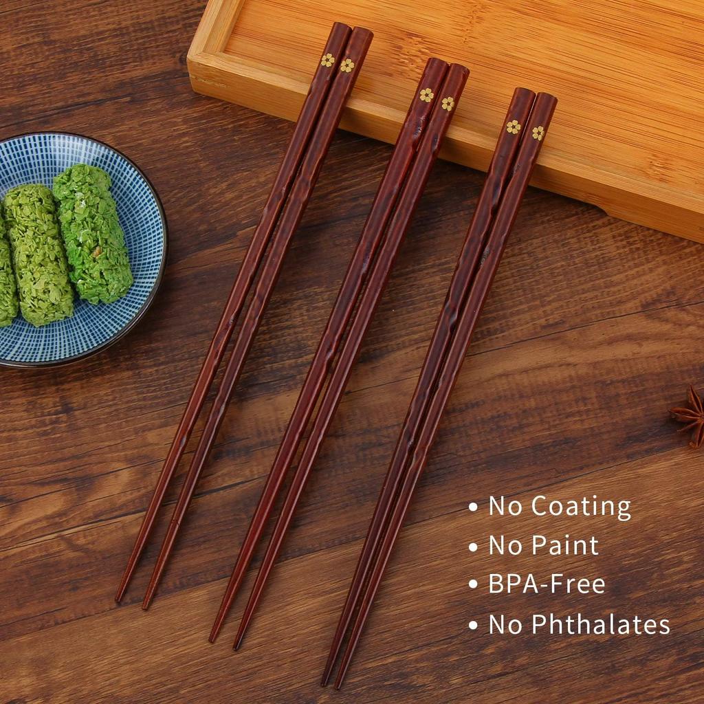 Japanese Natural Wood Chopstick Set Reble Classic Style Chopsticks Non-slip Design Chop Sticks 5 Pairs Gift Set
