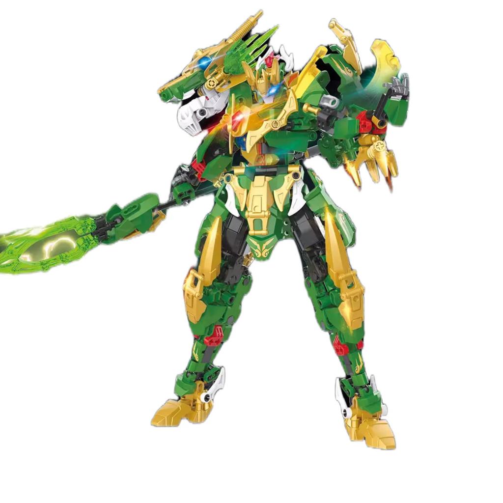The Latest  Blue Dragon and White Tiger Assembled Direct Transformation Mecha Boy Building Blocks Educational Toy Holiday Gift