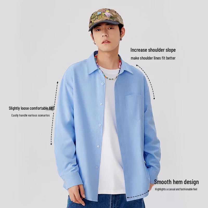 MINISO Men's Oxford Long-Sleeve Casual Shirt
