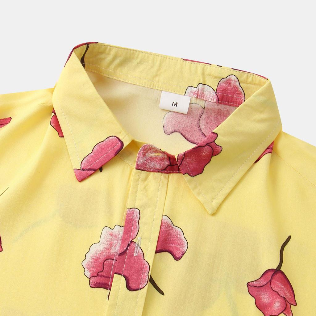 2022 Summer Men's Short Sleeve Floral Shirt - European and American Style