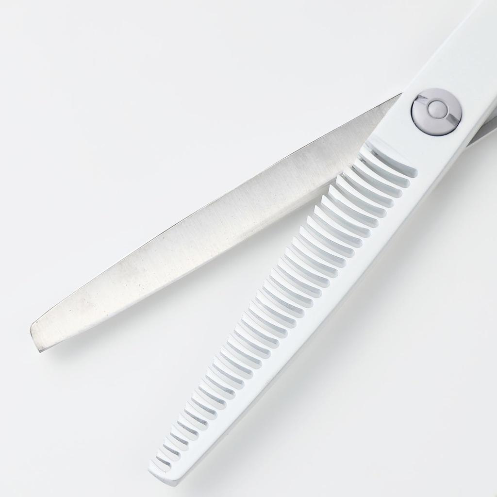 DEEDS GTZ White Scissors Thinning Scissors Thinning for Hairdressers and Includes Set of 2 [PF] (6.0 Inches) (Approx. 25% Rate) Barbers, Case,