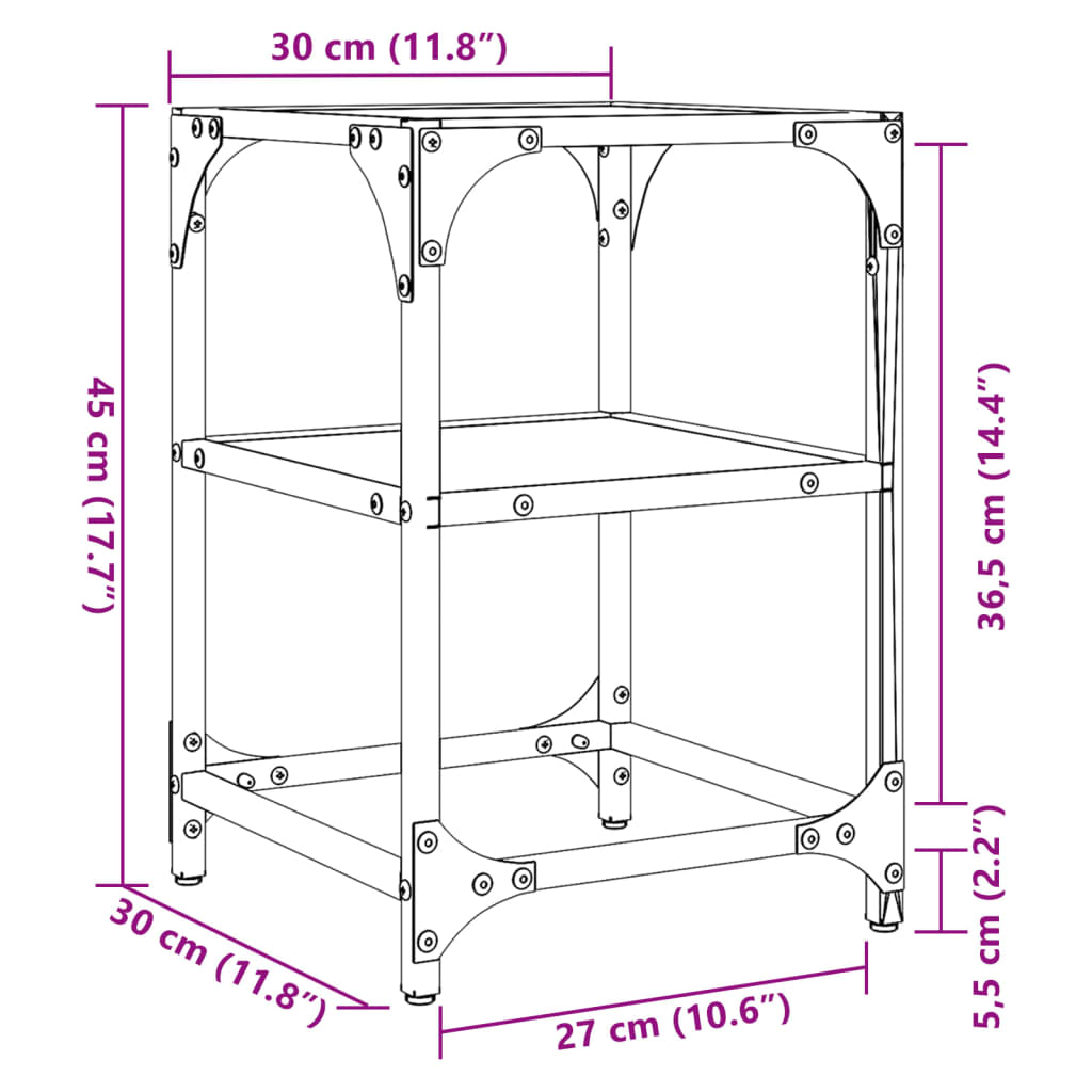 Coffee Tables with Glass Top 2 pcs Transparent 30 x 30 x 45 cm Steel