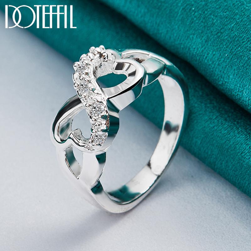 925 Sterling Silver AAA Zircon Heart-shaped Ring, Fashionable Wedding Jewelry