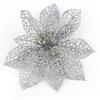 Xmas Tree Decoration Sticky Texture Glitter Fake Flower Christmas Gift 10cm For Home Decoration Garden Decor Christmas Party