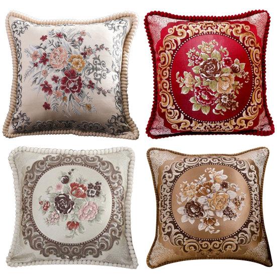 Pillowslip Embroidery Pattern Car Interior Ornaments Silk Satin Sofa Couch Cushion Cover