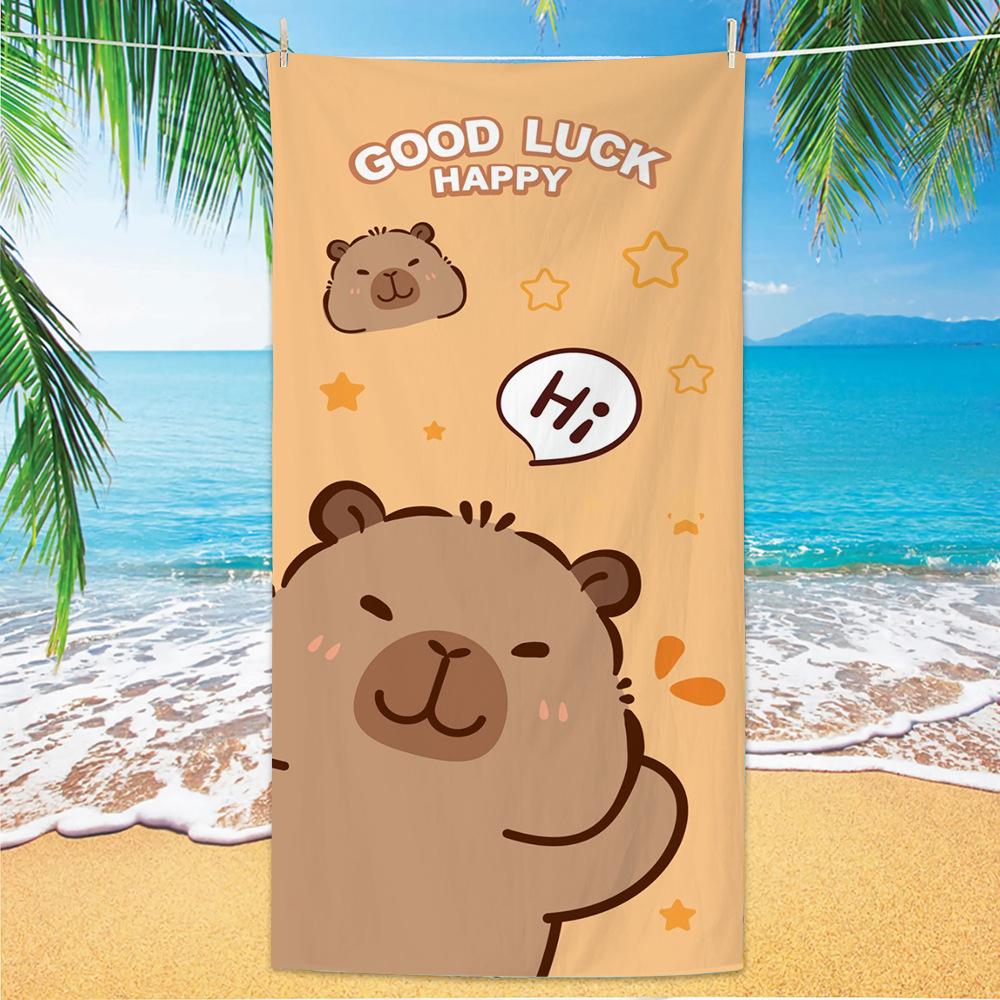 Capybara Print Strandlaken Grappig Krokodil en Oranje Ontwerp Handdoek voor Mannen en Vrouwen Ideaal voor Zomerse Strandtrips Activiteiten