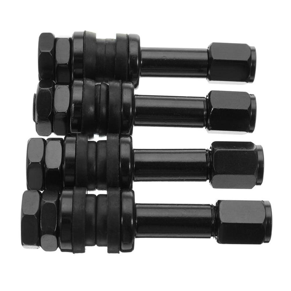 Black 4PCS Bikes Motorcycles Tubeless Car Wheel Bolt-in Valves Dust Caps Tire Valve Stems TR48E