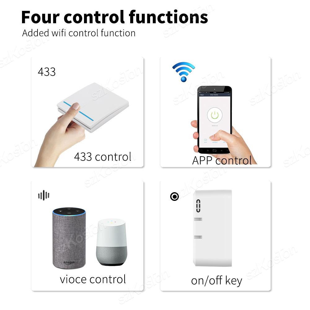 16A Tuya WiFi Smart Switch with RF433 Remote Control 1/2/3 Gang Wireless Wall Switch Mini Breaker Voice Control for Alexa Google