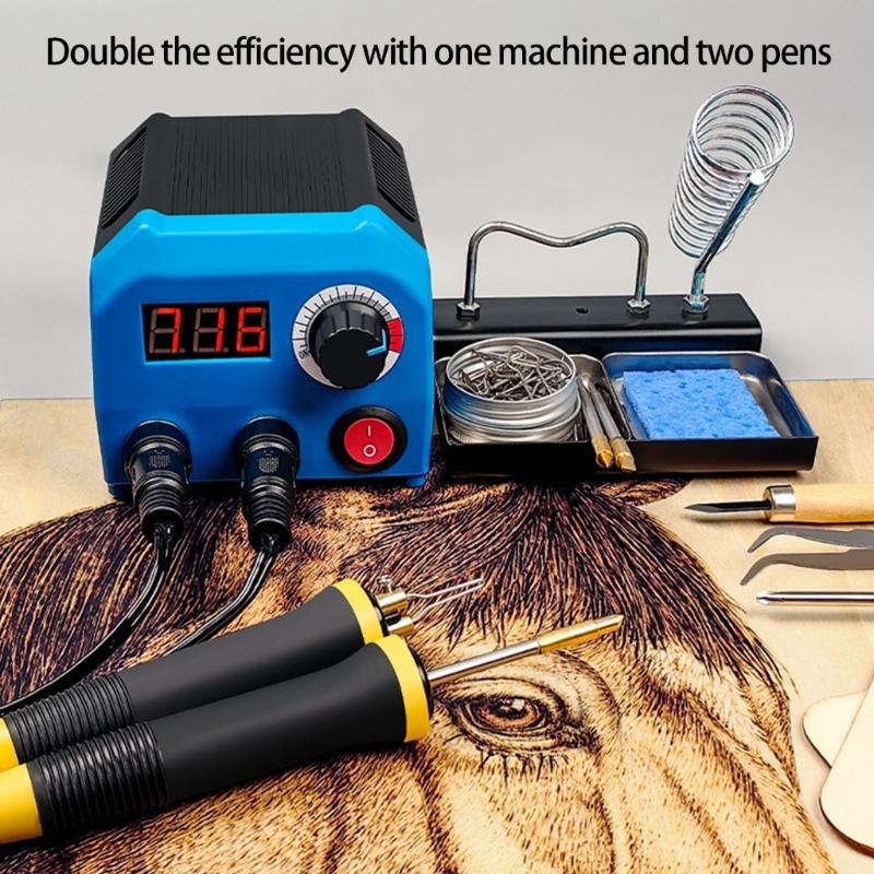 Digital Temperature Control Wood Burning Tool Set 110V With 2 Pen 36 Tips For Wood Leather Canvas Craft