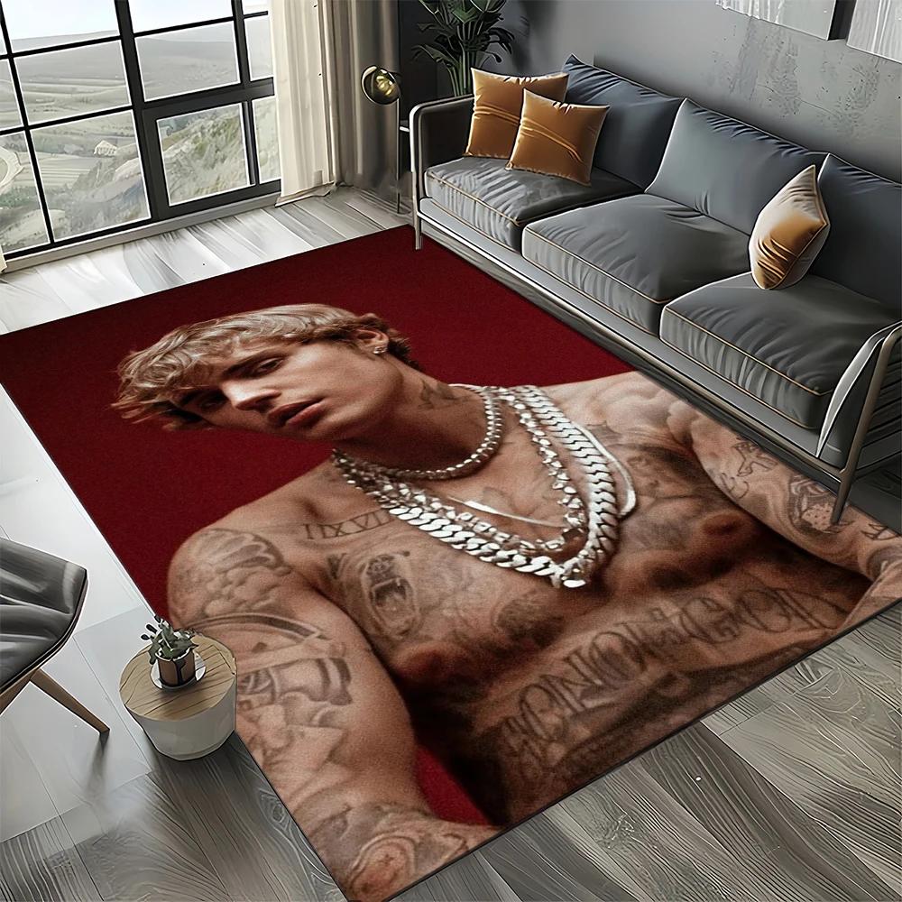 2025 New Style Justin Drew Bieber Singer 3D Carpet Rug for Living Room Bedroom Home Sofa Decoration,Kid Play Non-slip Floor Mat