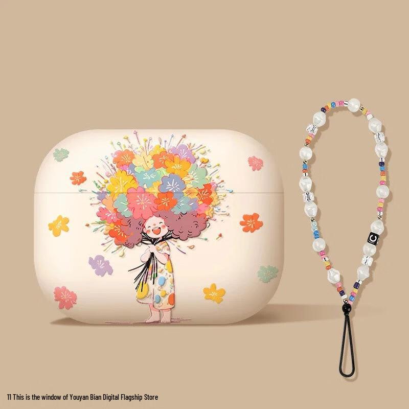 AirPods Pro 3 Flower Girl Case with Pearl Lanyard