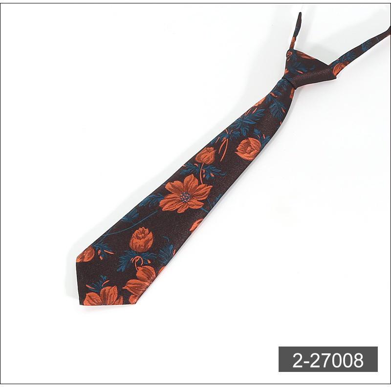 Cashew Flower Men's No-Tie Zipper Shirt Tie for Uniforms