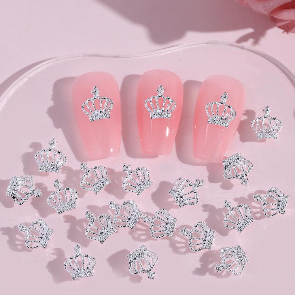 20pcs Crown Design Nail Charms With Rhinestones Nail Art Accessories Nail Art Supplies For Women And Girls Nail Art Jewelry