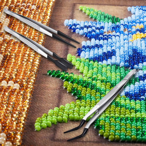 Limnyves 3-Piece Rubber-Tipped Tweezers, PVC-Coated Tweezers Set, Rubber Straight and Flat Tip Tweezers, Black