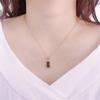 Purple Gold Square Greenstone Pendant Women'S Glossy Diamond-Plated Rose Gold Color Gold Necklace