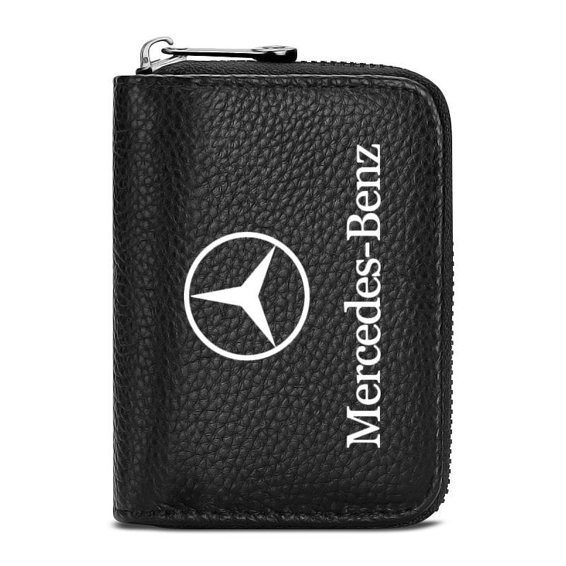 Genuine Leather Car Drivers License ID Card Passport Card Wallet For Mercedes Benz AMG W212 W205 W246 W177 W176 W213 GLC GLE GLS ML Welcome Laser Lamp
