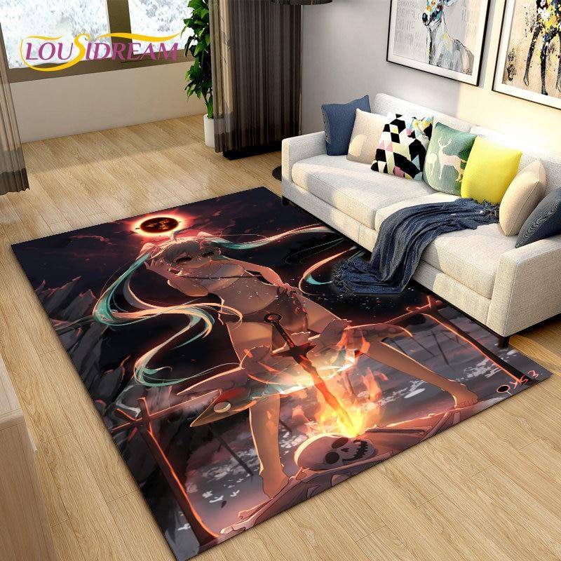 3D-Teppich mit japanischem Musik-Anime-Cartoon, Teppich für Wohnzimmer, Schlafzimmer, Sofa, Fußmatte, Dekoration, Kinder spielen, rutschfeste Bodenmatte