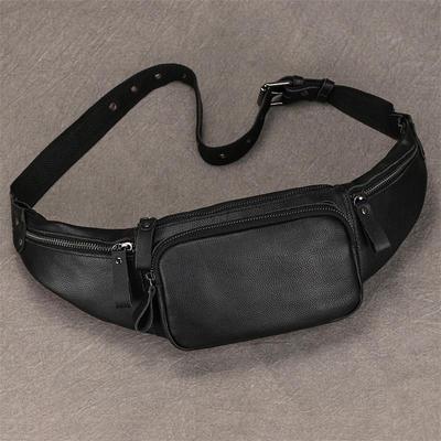High Quality Men's Leather Chest Bag Waist Bag Genuine Leather Men's Belt Phone Pouch For Men Male Leather Waist Pack Cowskin