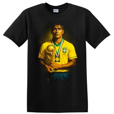 Romario Brasilien Fußballlegende Pokal Porträt T-Shirt Weltmeister Tee