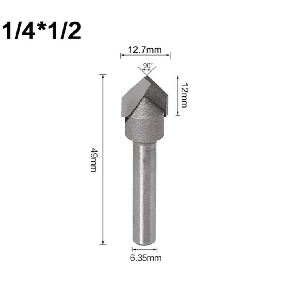1PC 1/4 Inch Shank 90 Degree V Groove Router Bit Set CNC Engraving Drill Bits Solid Hardened Steel Router Bits High Quality