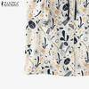 ZANZEA Women Turn Down Collar Loose Summer Short Sleeve Print Blouse