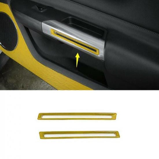 Car Interior Door Armrest Panel Strip Trim For Ford Mustang 15-23 Bright Yellow
