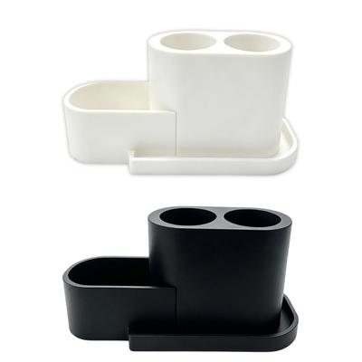 Counter Toothbrush Stand with Side Section, Electric Toothbrush Holder for Bathroom Sink Storage and Family Washrooms