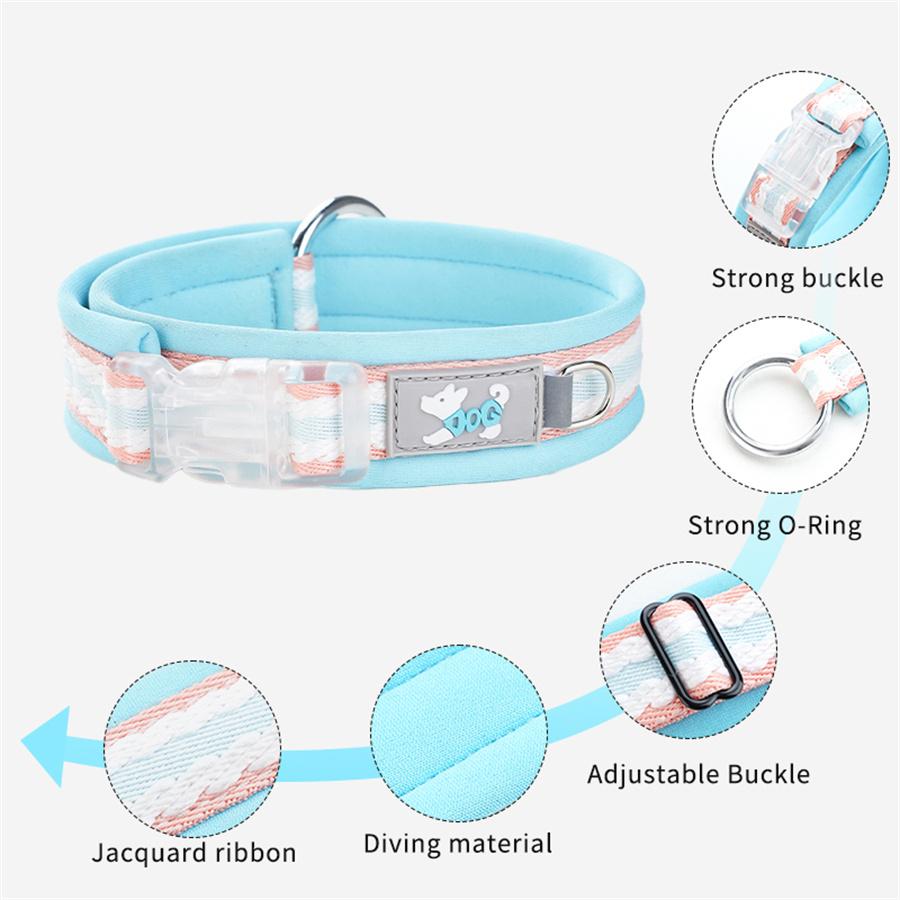 CP500 Dog Collar For Medium Large Dogs Soft Neoprene Padded Collar Nylon Sturdy Adjustable Pets Collar Supplies