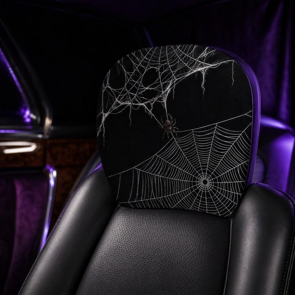 2PCS Spider Web Car Pillowcase Cool Decorations Car Seat Headcover  Journey Must-Have
