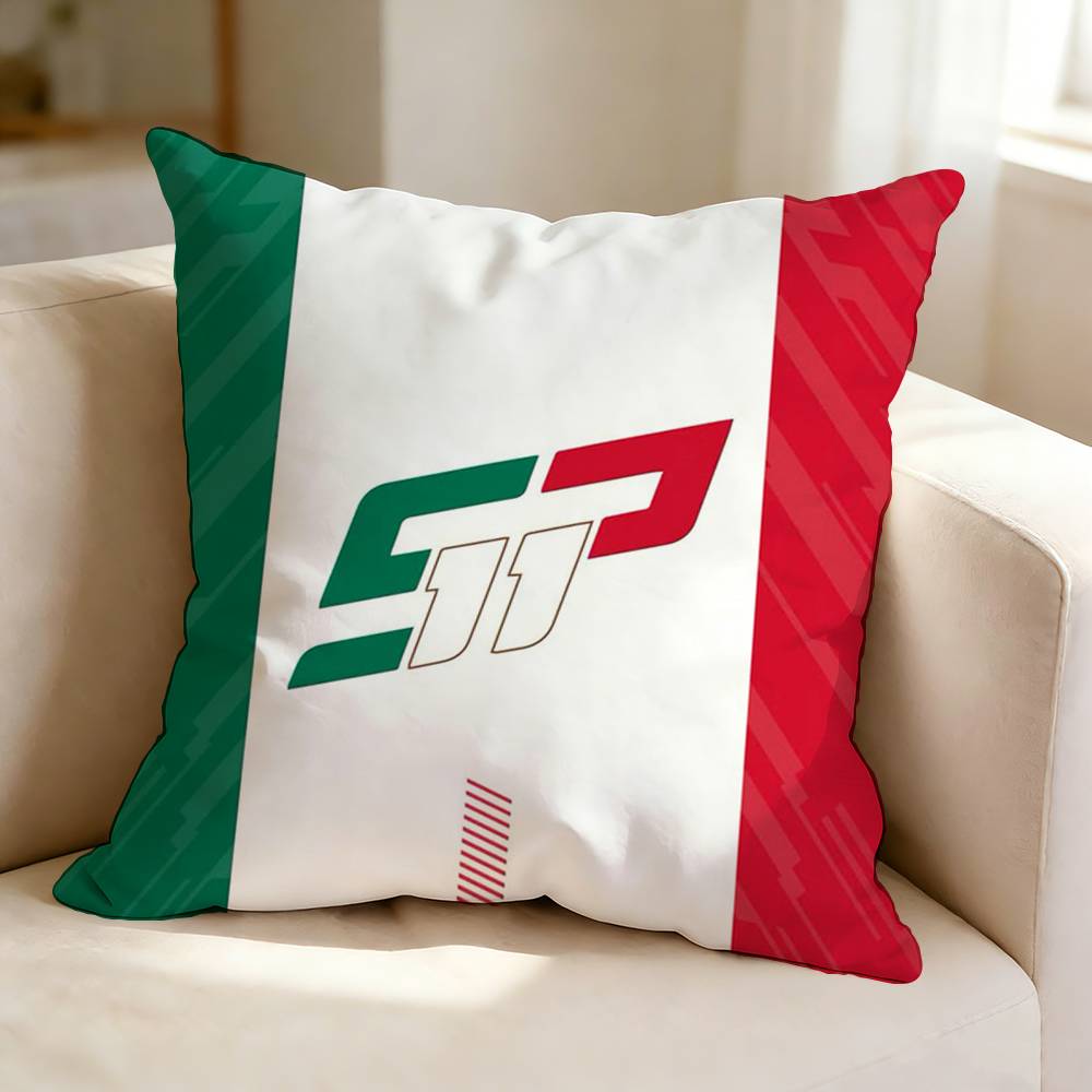 Racing driver CCheco  SSergio PPerez  Square DoubleSided printed Pillow Case Bedroom Bedside Pillow Sofa Cushion Cover