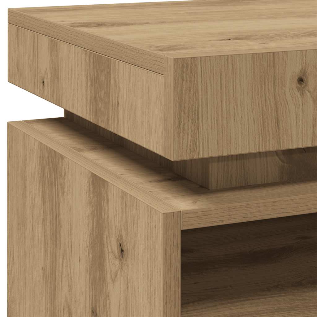 Nightstand with LED Lights Artisan Oak Finish 40 x 39 x 48.5 cm
