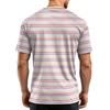 Men's Casual Quick-Dry Short Sleeve Shirt with Round Neck Lightweight Mesh and Striped Design