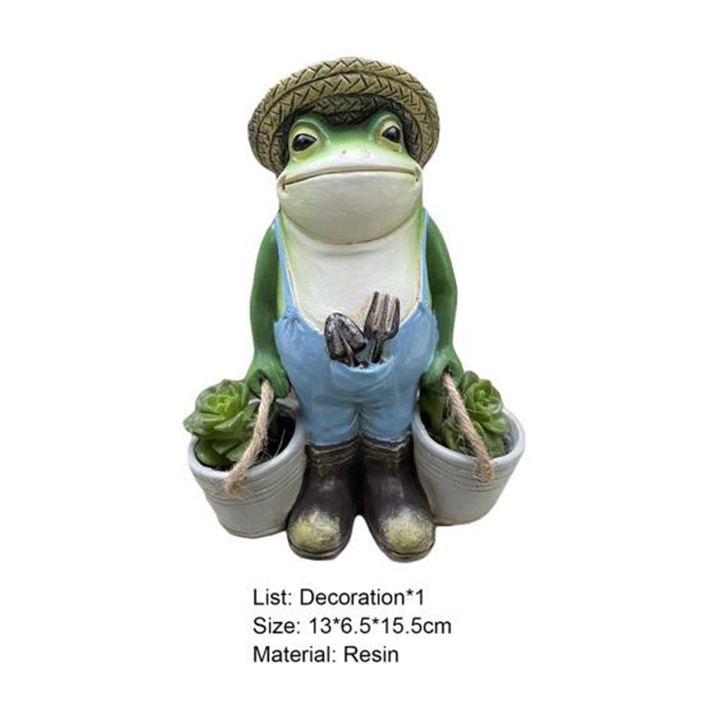 Froskestatue Levende Utseende Værbestandig Utsøkt utførelse Frog Yard Kunstharpiksskulptur for plenpynt